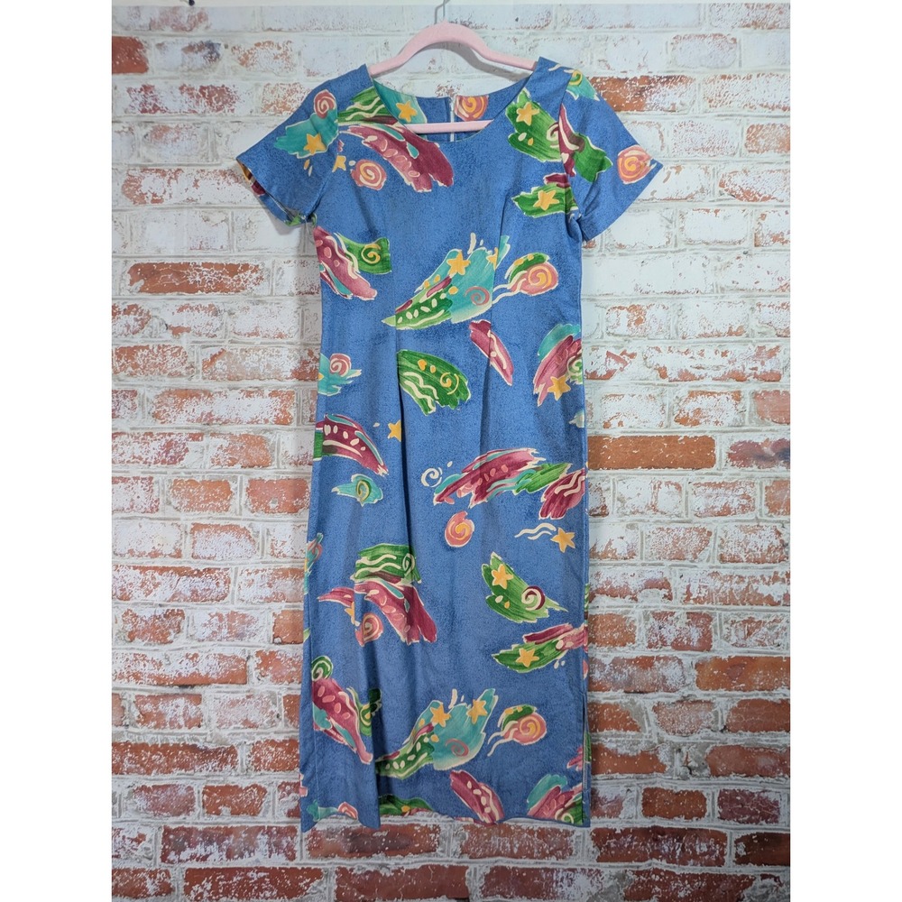 Serape Dress Womens Teen M Blue Cotton